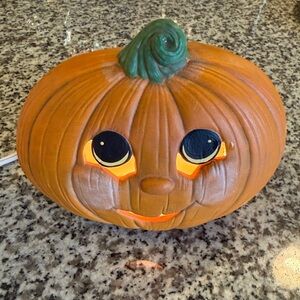 Vintage Hand Painted Pumpkin Halloween Light - 1987